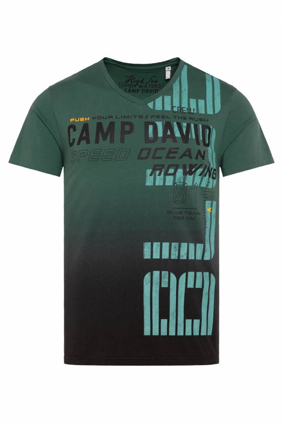Soccx V-Shirt Dip Dye Mit Label Print Dark Green M