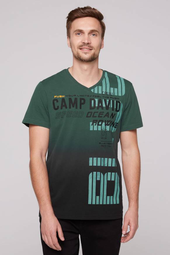 Soccx V-Shirt Dip Dye mit Label Print dark green M