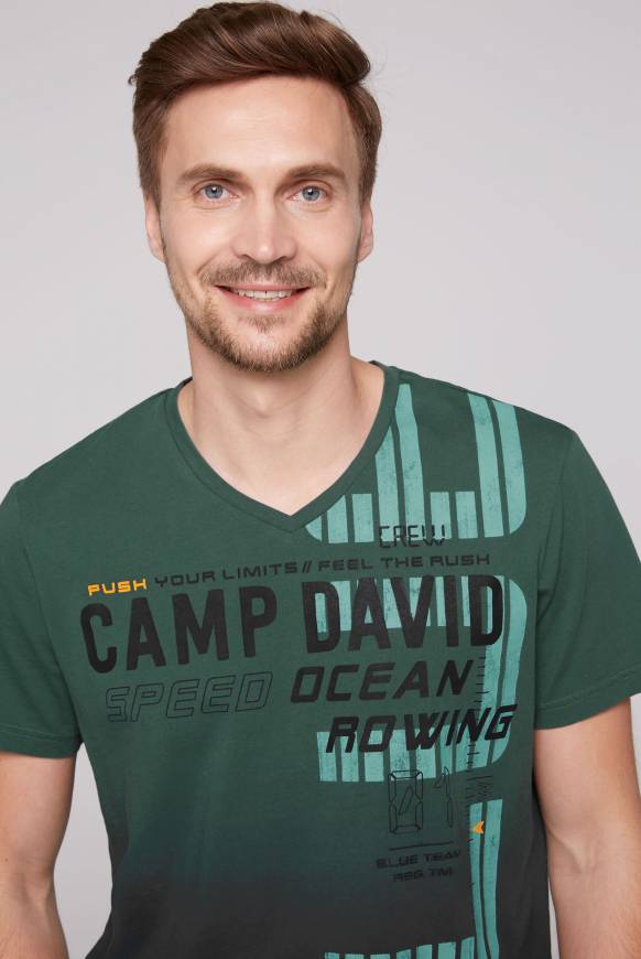 Soccx V-Shirt Dip Dye Mit Label Print Dark Green M