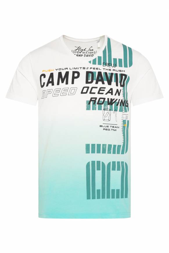 Soccx V-Shirt Dip Dye Mit Label Print Ivory M