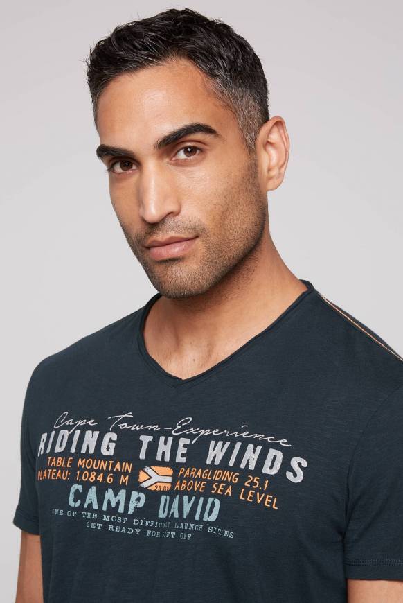 Soccx V-Shirt Mit Flockprint Blue Navy