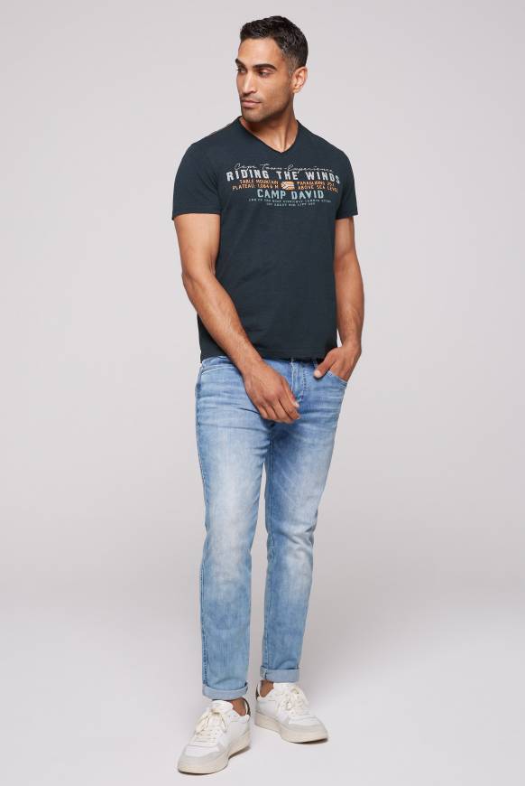 Soccx V-Shirt Mit Flockprint Blue Navy
