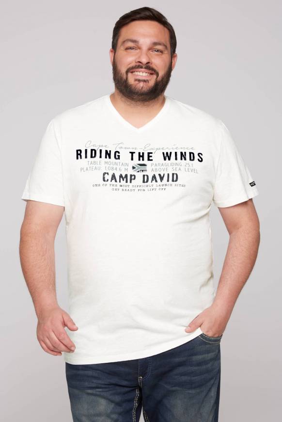 Soccx V-Shirt Mit Flockprint Ivory