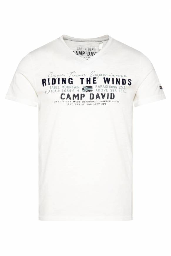 Soccx V-Shirt Mit Flockprint Ivory