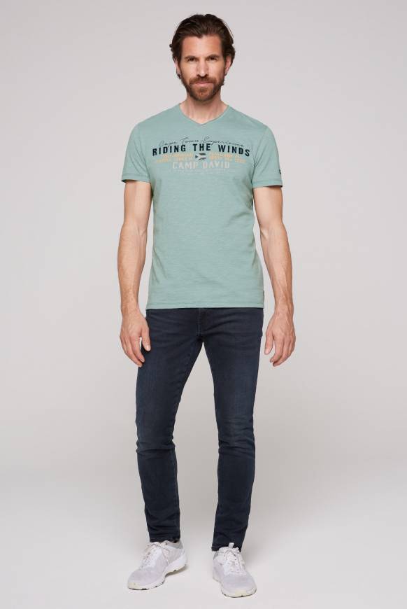 Soccx V-Shirt Mit Flockprint Teal