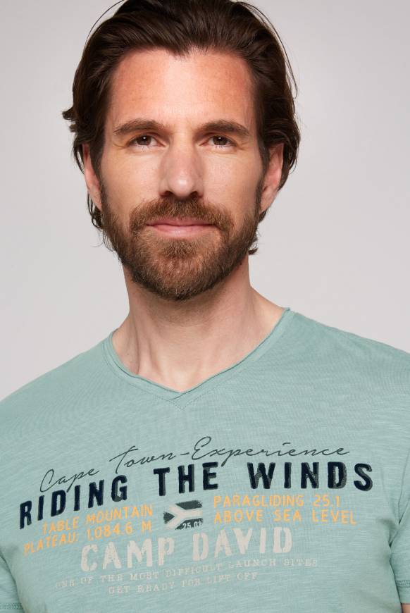 Soccx V-Shirt Mit Flockprint Teal