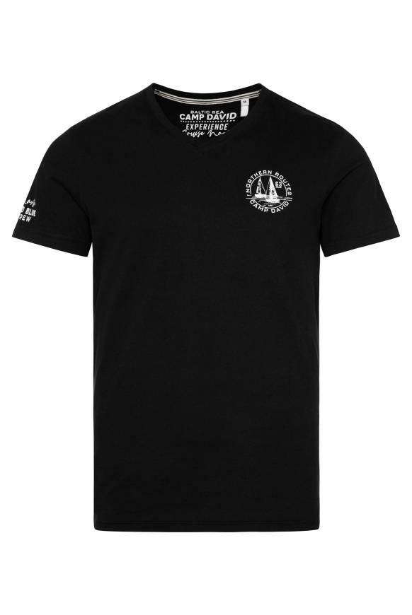 Soccx V-Shirt Mit Kleinen Rubber Prints Black