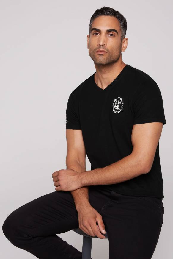 Soccx V-Shirt mit kleinen Rubber Prints black