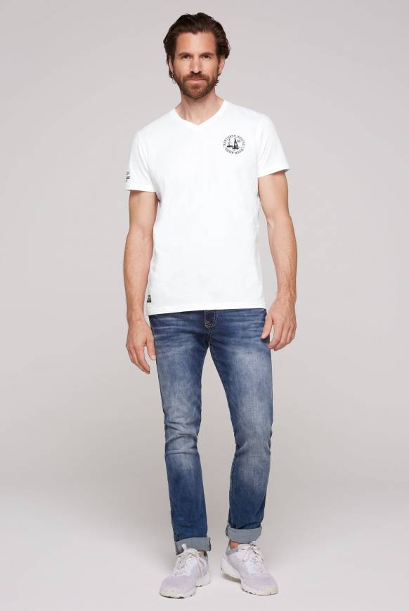 Soccx V-Shirt Mit Kleinen Rubber Prints Opticwhite