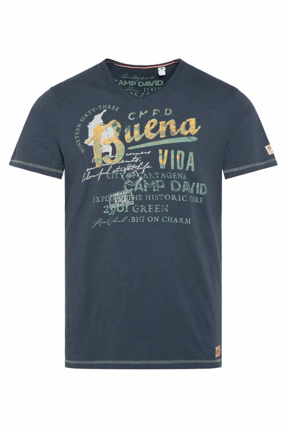 Soccx V-Shirt Mit Used-Optik Lazy Blue