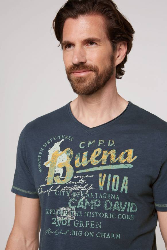 Soccx V-Shirt Mit Used-Optik Lazy Blue