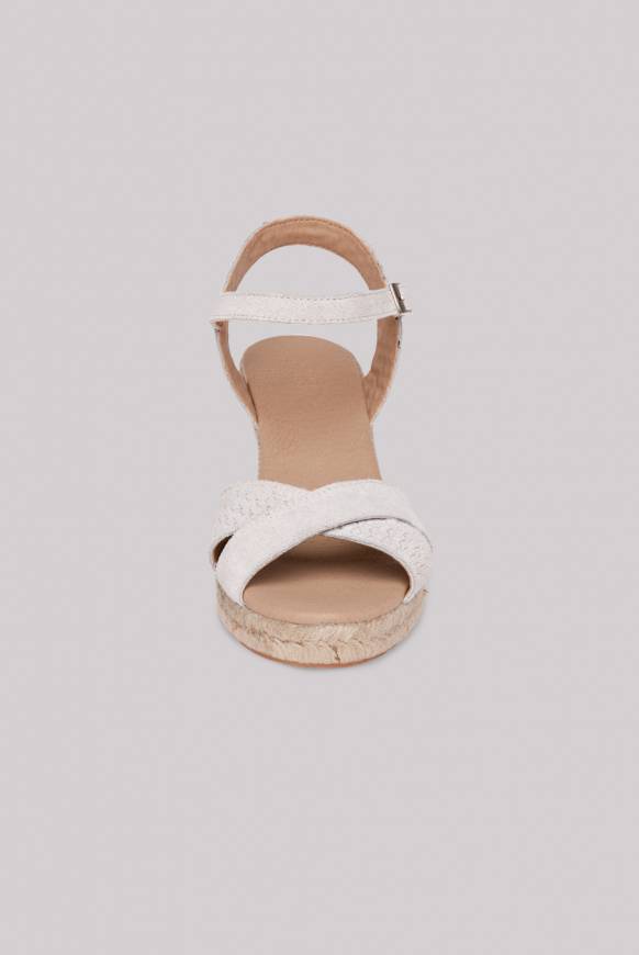 Soccx Veloursleder-Espadrille Mit Keilabsatz Ivory