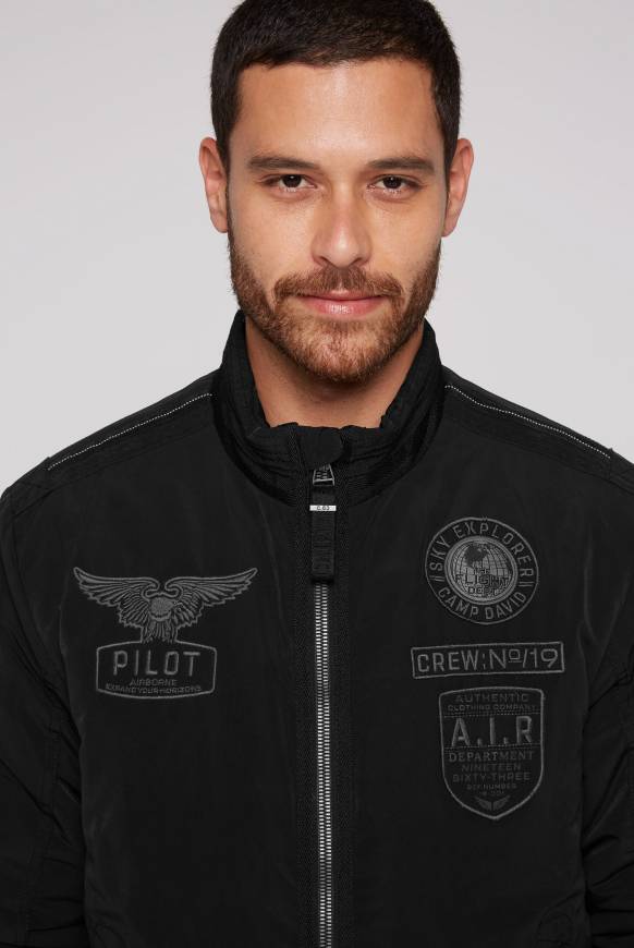 Soccx Wattierter Fliegerblouson Mit Patches Black