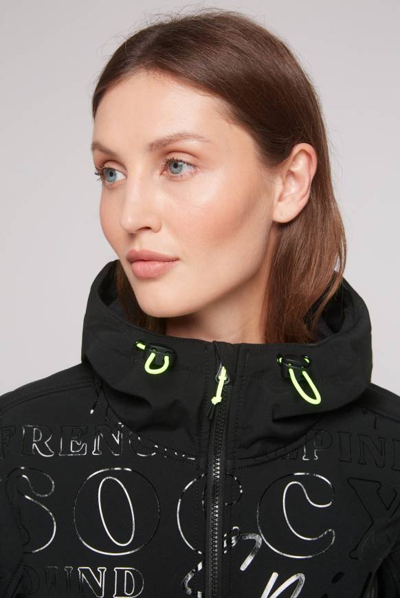 Soccx Softshelljacke Mit Kapuze Und Glossy Prints Black