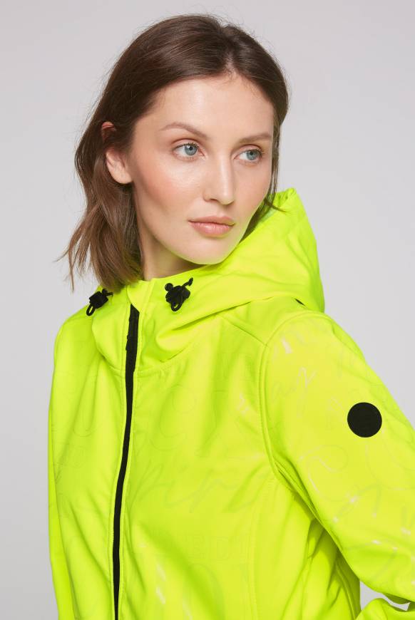 Soccx Softshelljacke Mit Kapuze Und Glossy Prints Yellow Lime