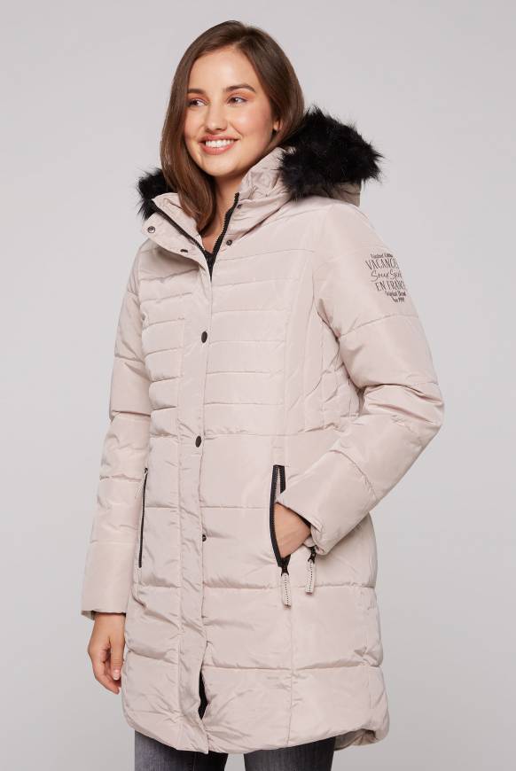 Soccx Stepp-Parka mit abtrennbarer Kapuze und Kunstfell light beige