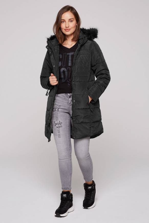 Soccx Stepp-Parka Mit Abtrennbarer Kapuze Und Kunstfell Black