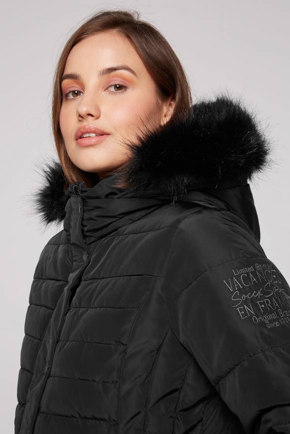 Soccx Stepp-Parka Mit Abtrennbarer Kapuze Und Kunstfell Black