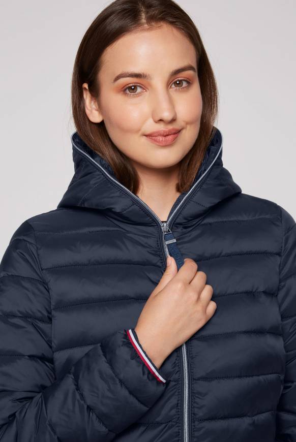 Soccx Stepp-Parka Mit Kapuze Und Rücken-Print Blue Navy