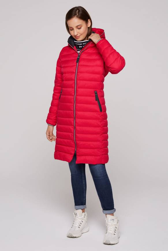 Soccx Stepp-Parka Mit Kapuze Und Rücken-Print Clear Red