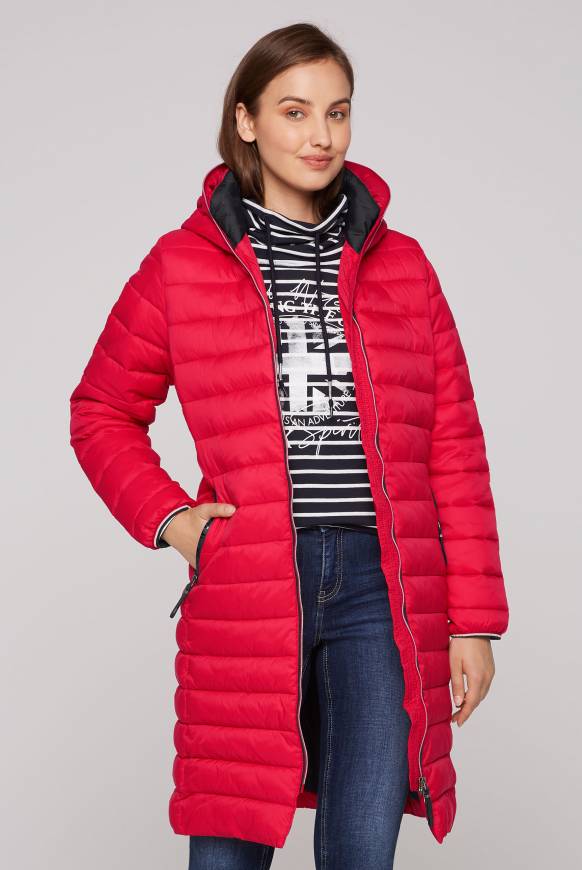 Soccx Stepp-Parka mit Kapuze und Rücken-Print clear red