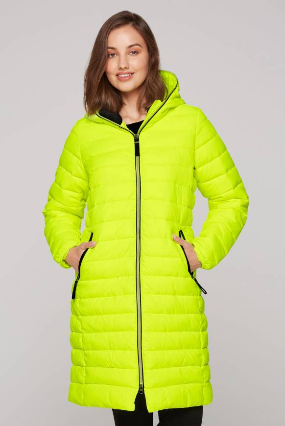 Soccx Stepp-Parka mit Kapuze und Rücken-Print yellow lime