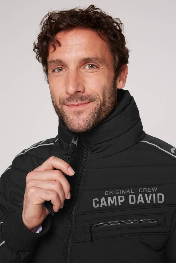 Soccx Steppblouson Mit Doppelkragen Und Logo-Tapes Black