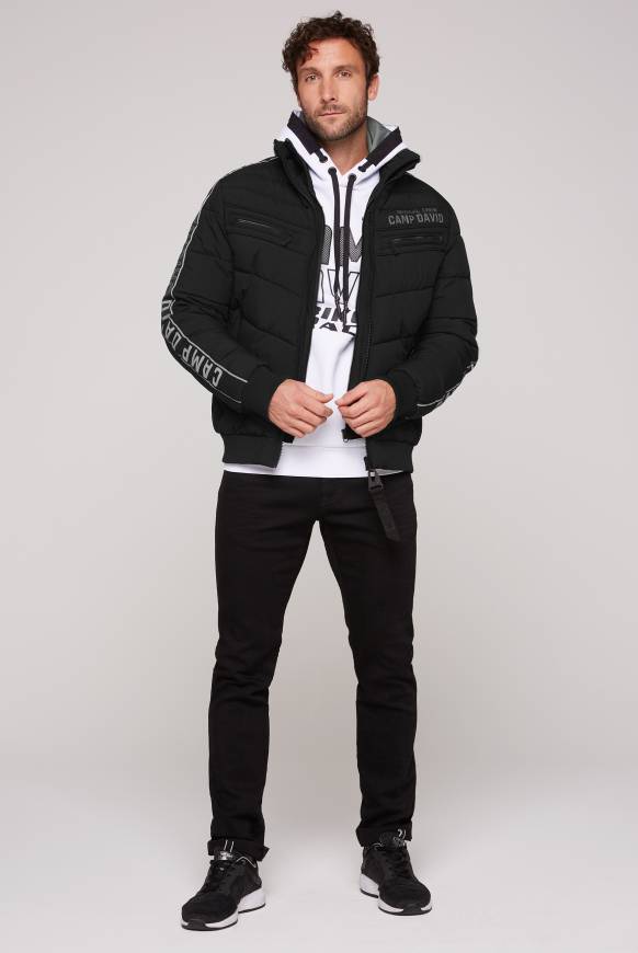 Soccx Steppblouson Mit Doppelkragen Und Logo-Tapes Black