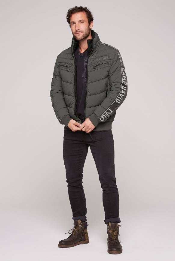 Soccx Steppblouson Mit Doppelkragen Und Logo-Tapes Dark Anthra