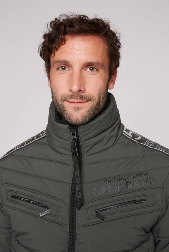 Soccx Steppblouson Mit Doppelkragen Und Logo-Tapes Dark Anthra