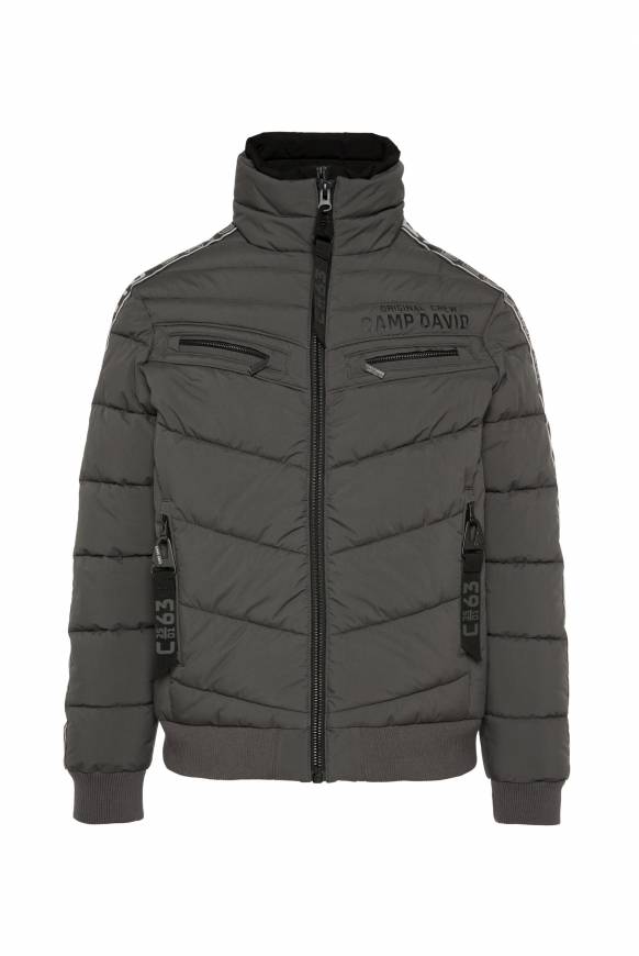 Soccx Steppblouson Mit Doppelkragen Und Logo-Tapes Dark Anthra