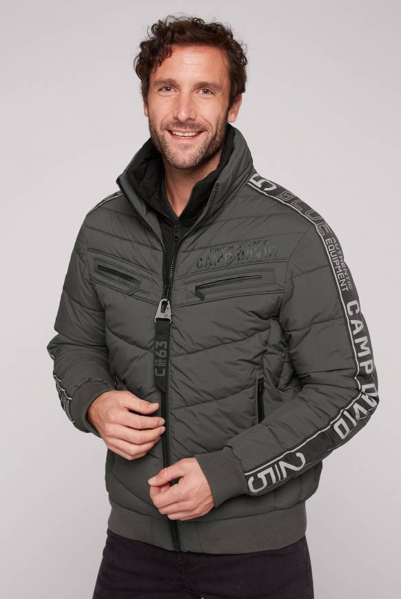 Soccx Steppblouson mit Doppelkragen und Logo-Tapes dark anthra