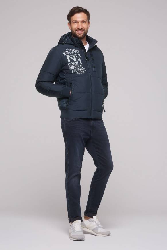 Soccx Steppjacke Im Materialmix Mit Abtrennbarer Kapuze Blue Navy