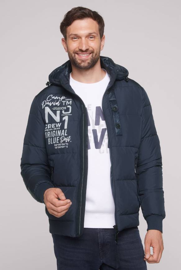Soccx Steppjacke im Materialmix mit abtrennbarer Kapuze blue navy