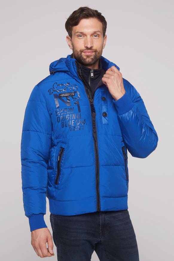 Soccx Steppjacke im Materialmix mit abtrennbarer Kapuze ocean blue