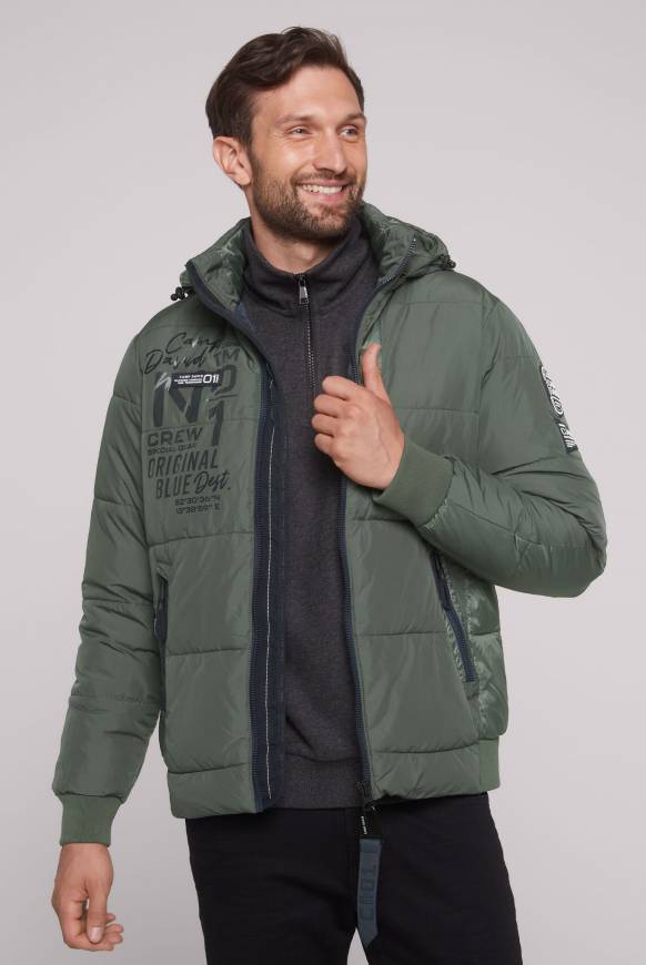 Soccx Steppjacke im Materialmix mit abtrennbarer Kapuze khale green