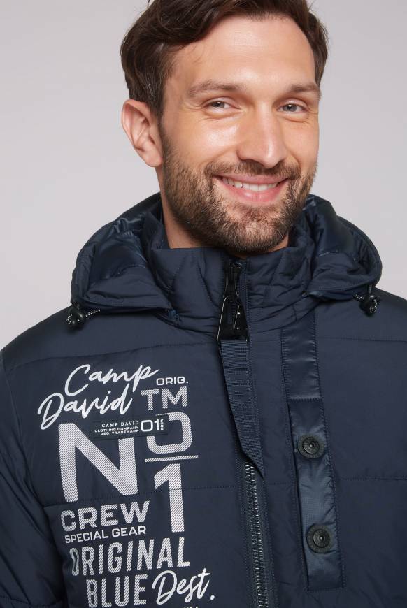 Soccx Steppjacke Im Materialmix Mit Abtrennbarer Kapuze Blue Navy
