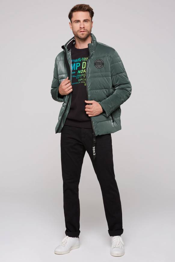 Soccx Steppjacke Mit Coating Und Zip-Anhänger Khale Green