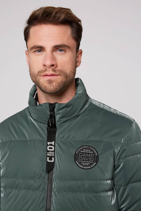 Soccx Steppjacke Mit Coating Und Zip-Anhänger Khale Green