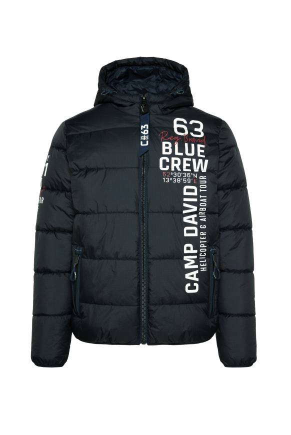Soccx Steppjacke Mit Kapuze Und Label Prints Blue Navy