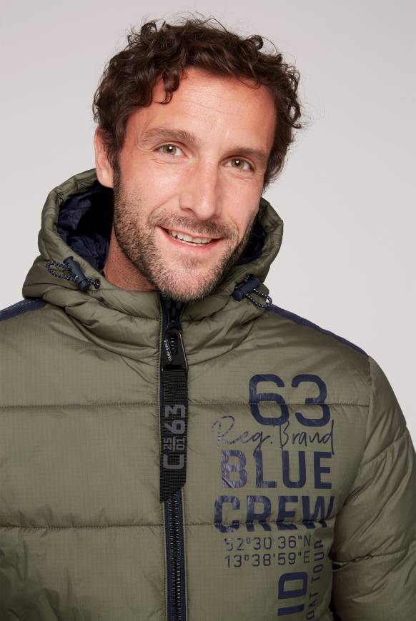 Soccx Steppjacke Mit Kapuze Und Label Prints Medium Khaki