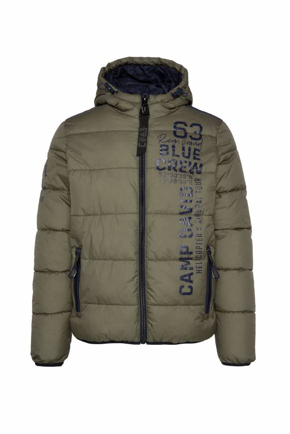 Soccx Steppjacke Mit Kapuze Und Label Prints Medium Khaki