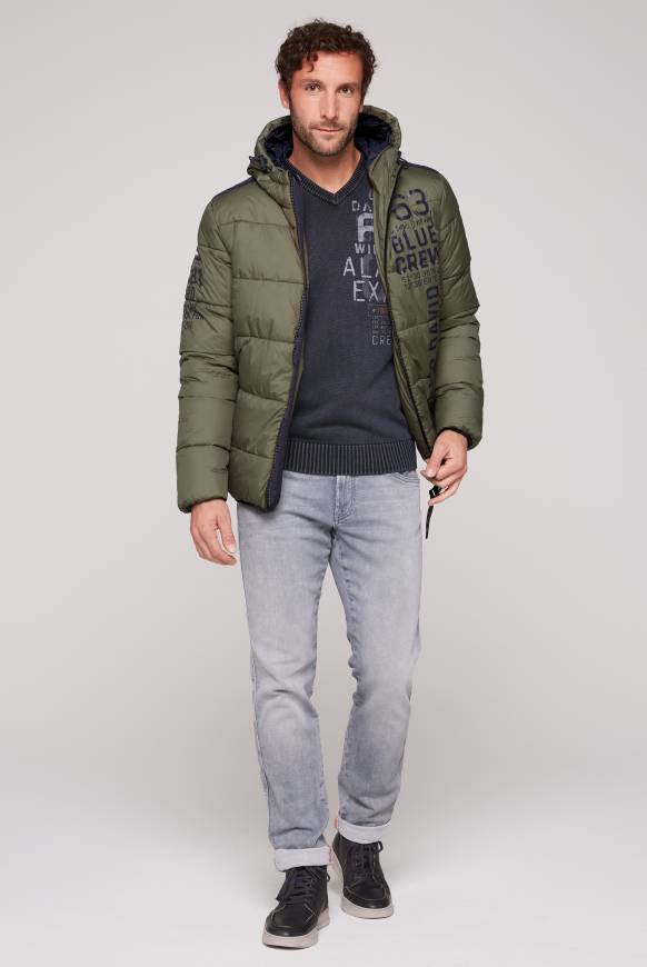 Soccx Steppjacke Mit Kapuze Und Label Prints Medium Khaki