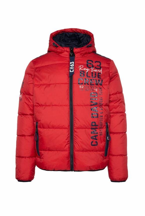 Soccx Steppjacke Mit Kapuze Und Label Prints Royal Red