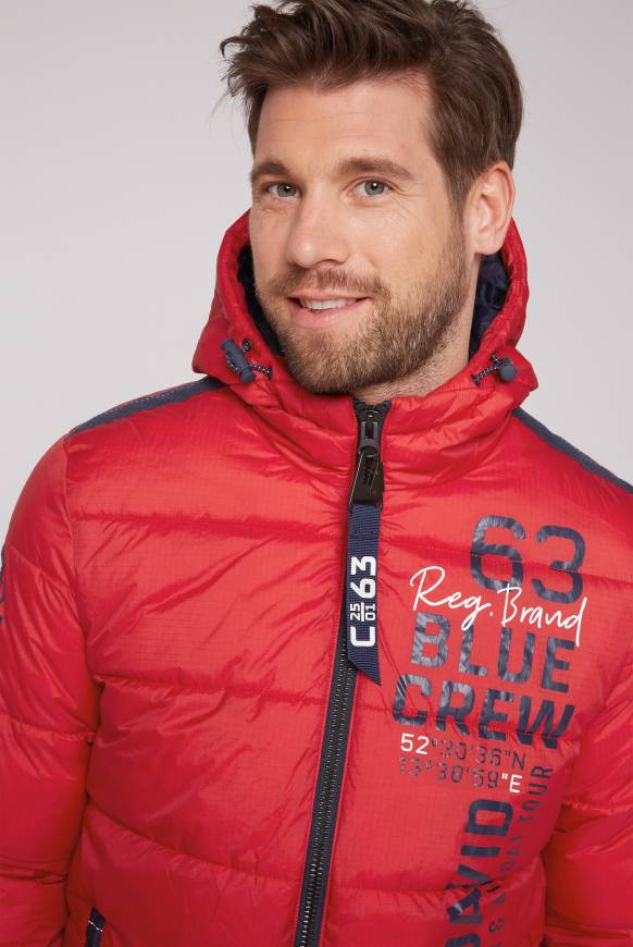 Soccx Steppjacke Mit Kapuze Und Label Prints Royal Red