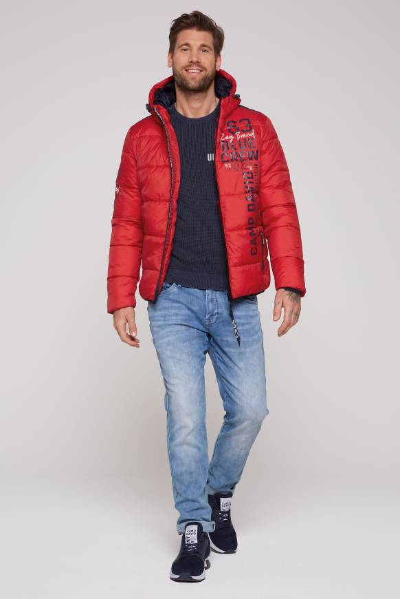 Soccx Steppjacke Mit Kapuze Und Label Prints Royal Red