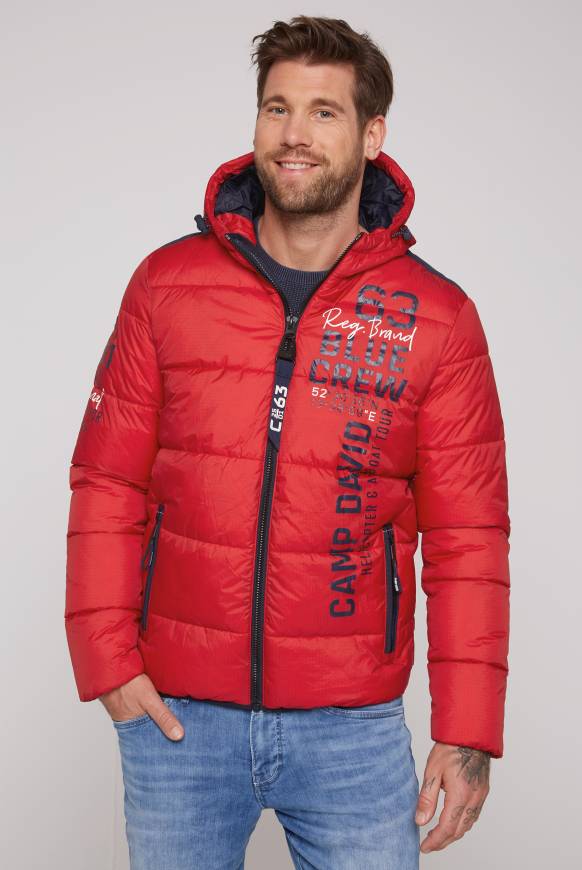 Soccx Steppjacke mit Kapuze und Label Prints royal red