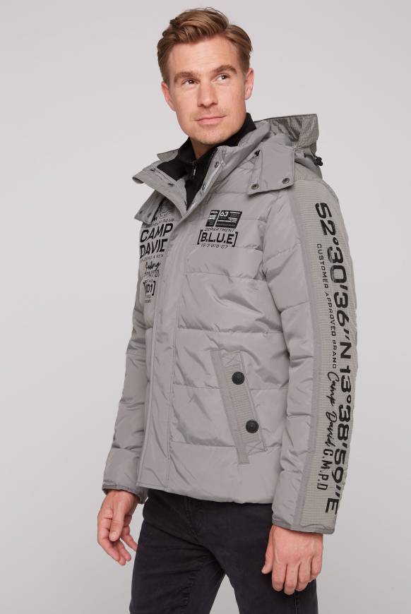 Soccx Steppjacke mit Kapuze und Ripstop-Details grey