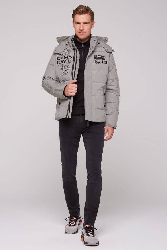 Soccx Steppjacke Mit Kapuze Und Ripstop-Details Grey