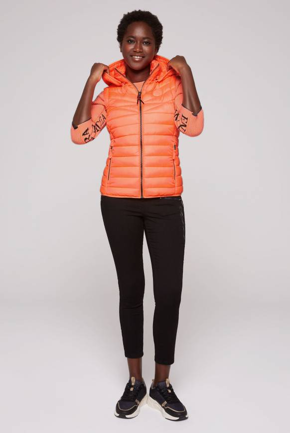 Soccx Steppweste Mit Abknöpfbarer Kapuze Neon Orange